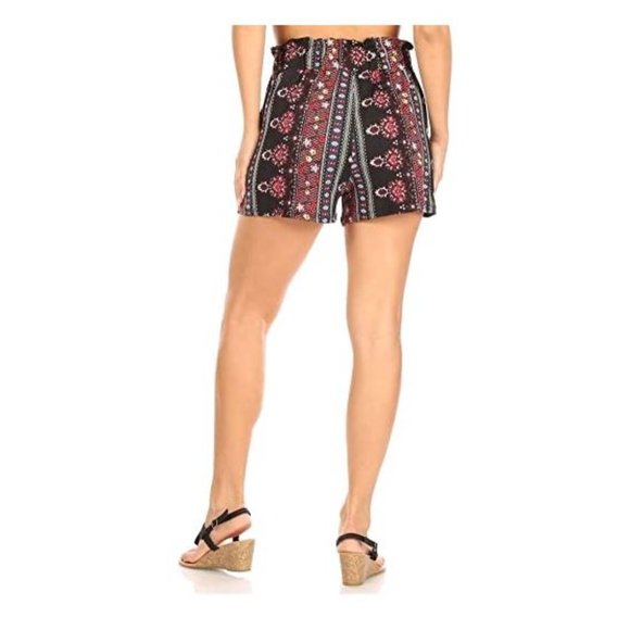Women's Bohemian Casual Paper Bag Waist Shorts - Picture 3 of 4